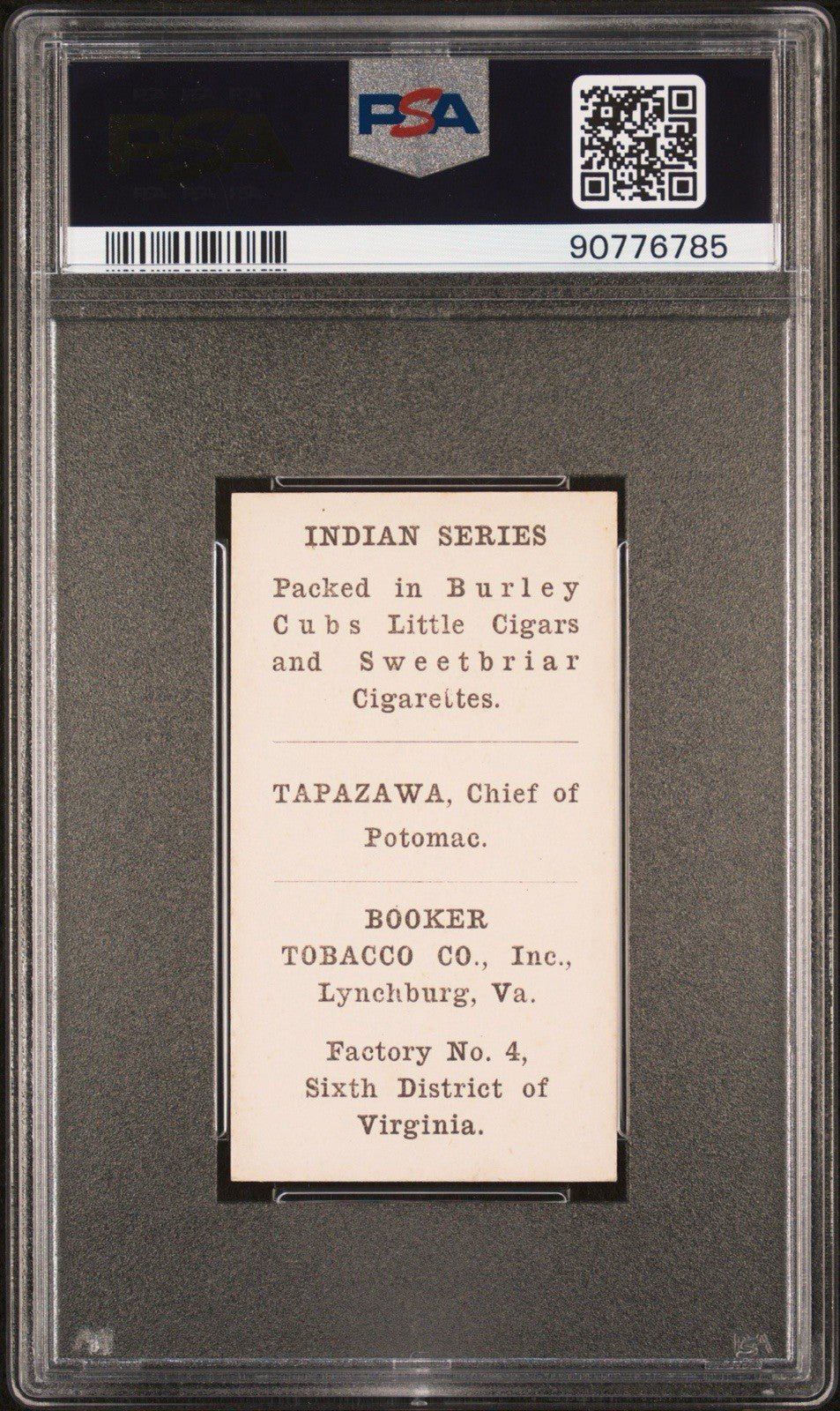 1905 T74 Booker Tobacco Indian Series (PSA 5 EX) Tapazawa1