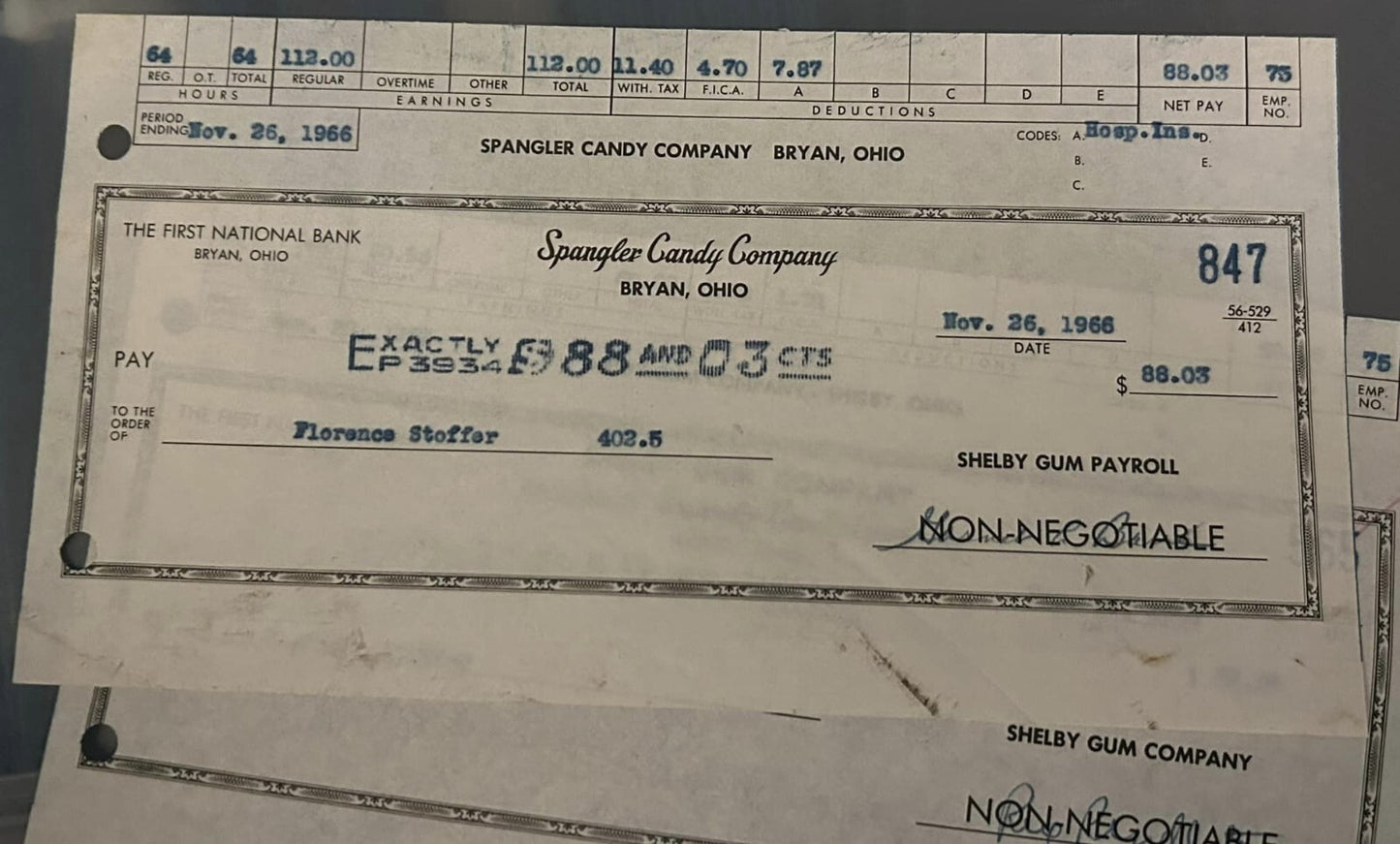 Shelby Gum Company 1924 Stock Certificate, Letterhead, Checks12