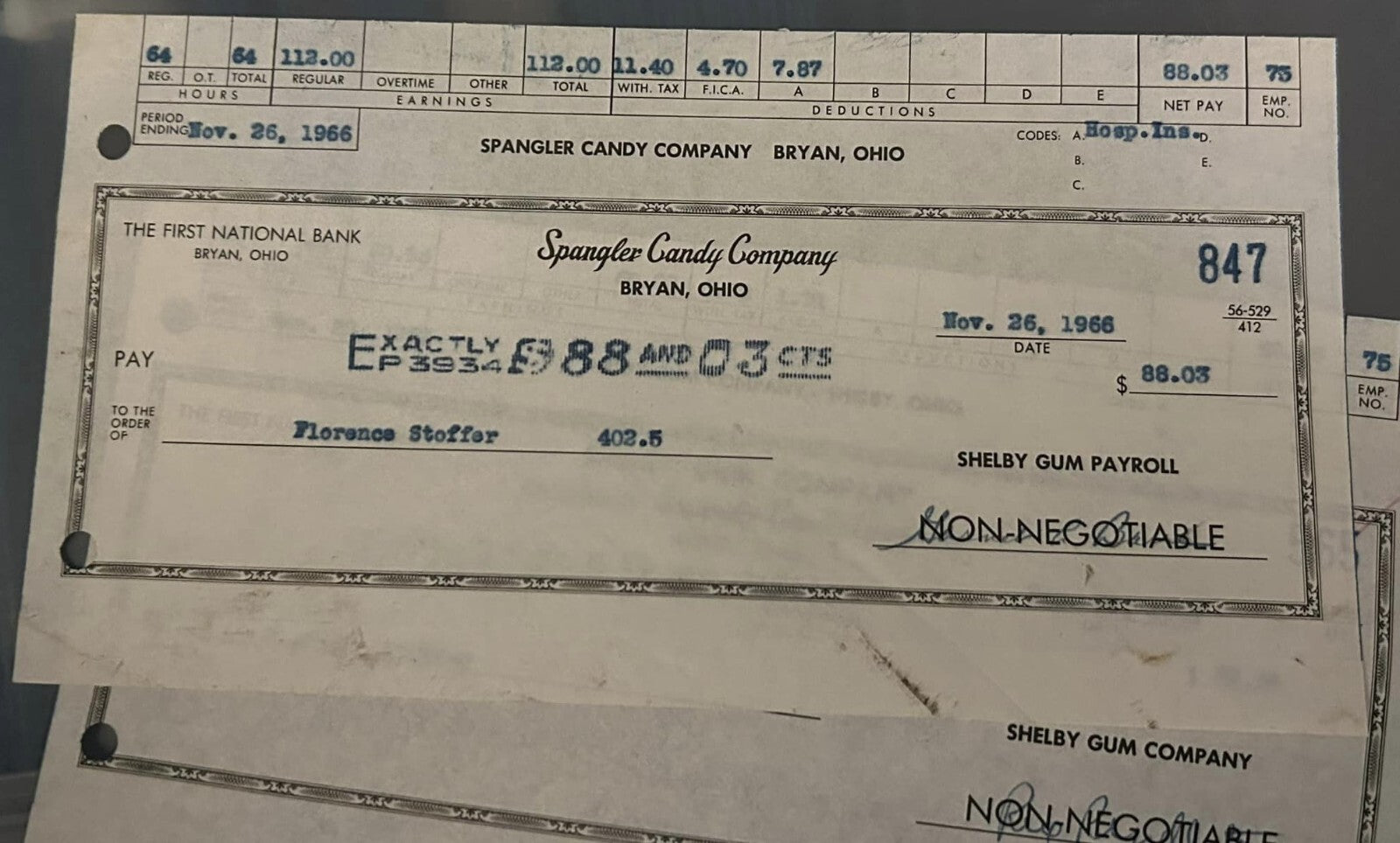 Shelby Gum Company 1924 Stock Certificate, Letterhead, Checks12