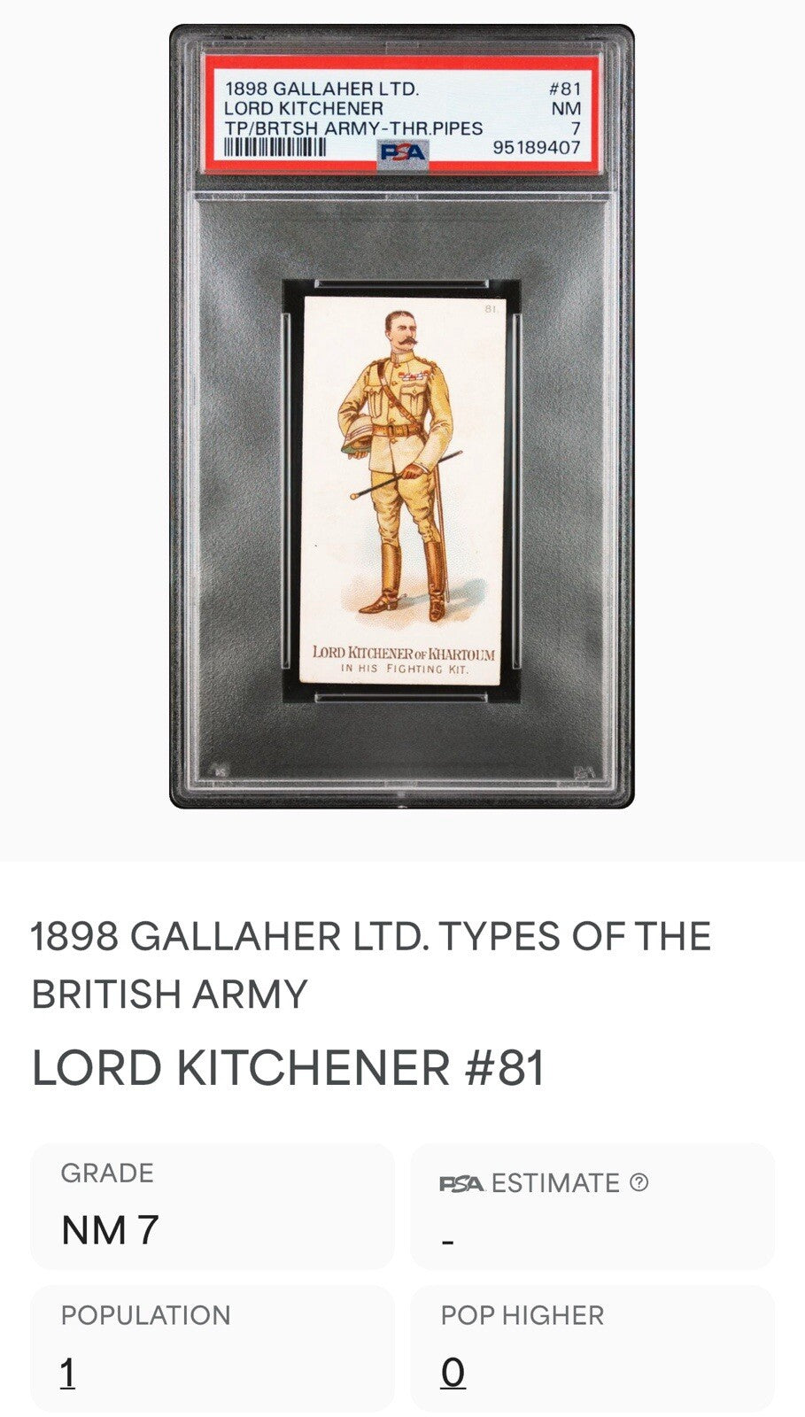 1898 Gallaher Types of the British Army (PSA 7 NM) LORD KITCHENER2