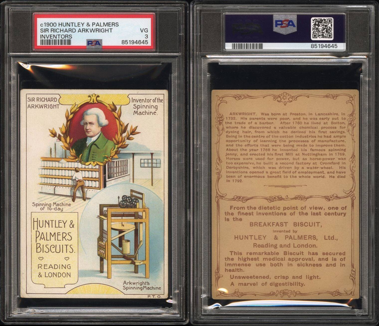 1900 HUNTLEY & PALMERS Inventors Sir Richard Arkwright (PSA 3 VG) Only 1 Graded3