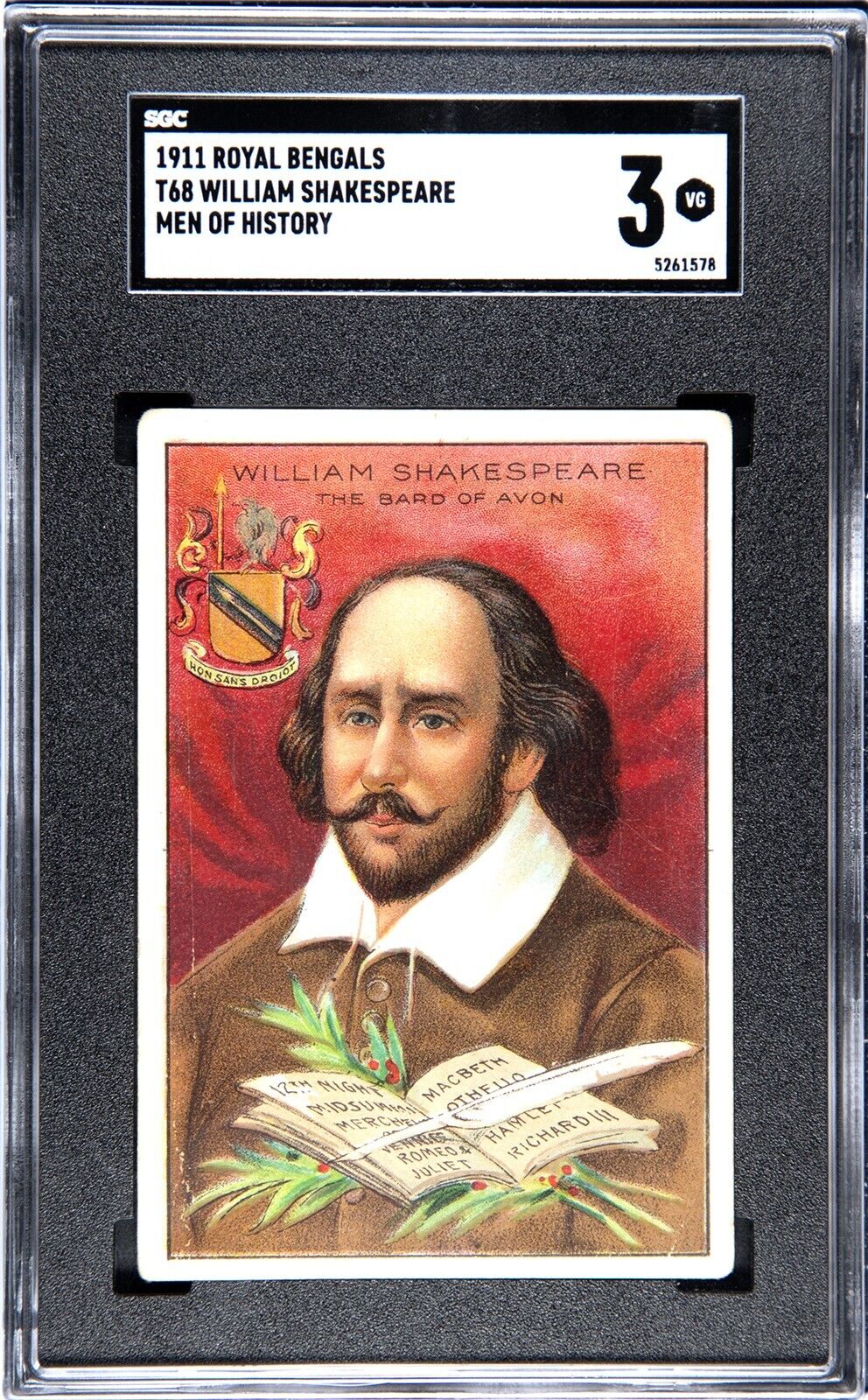 1911 T68 Royal Bengals "Men of History" William Shakespeare (SGC 3 VG)