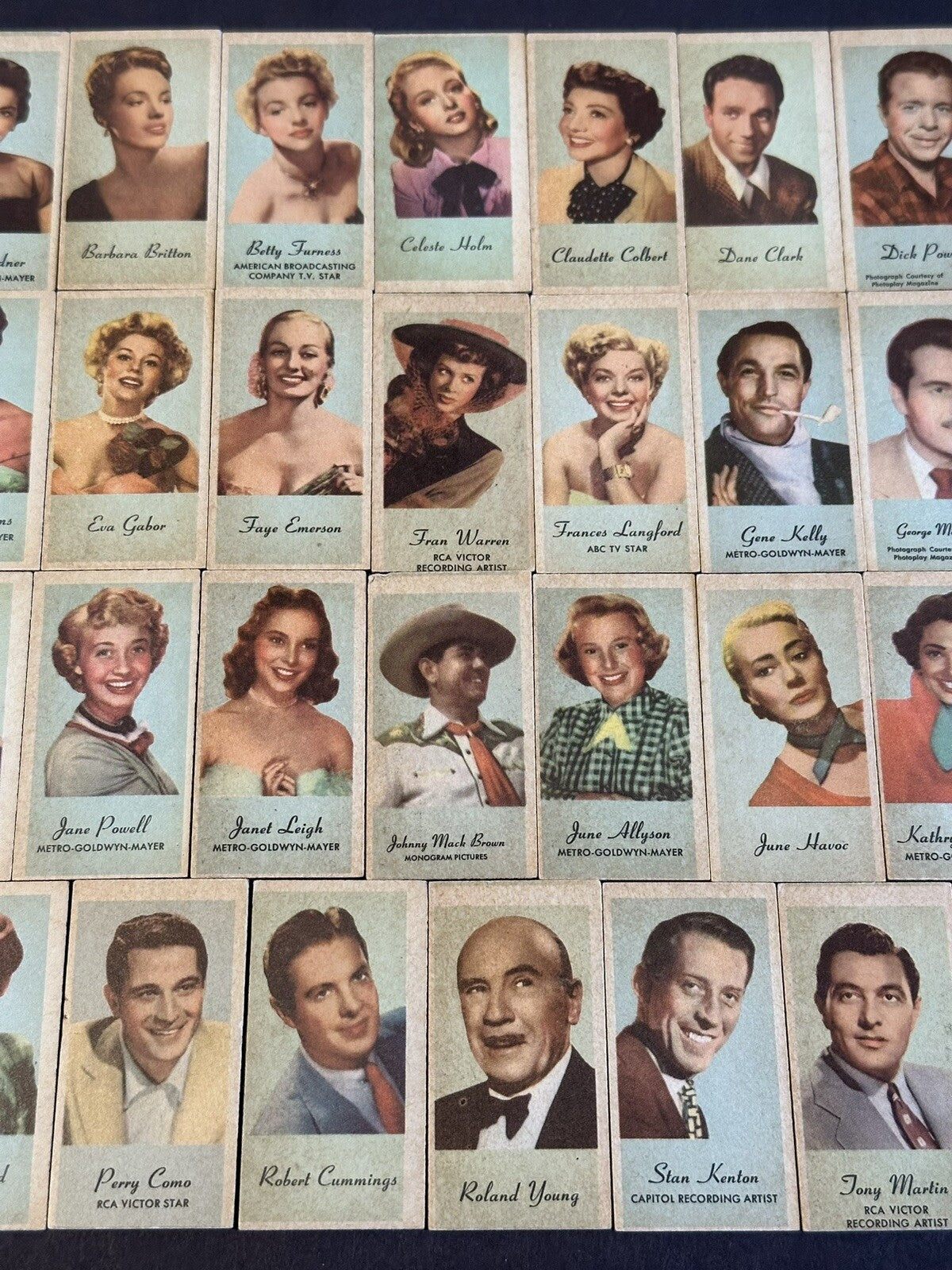 1954 Peerless Engrav o tints Portraits of Movie Stars Set (39) J. J. Newberry Co3