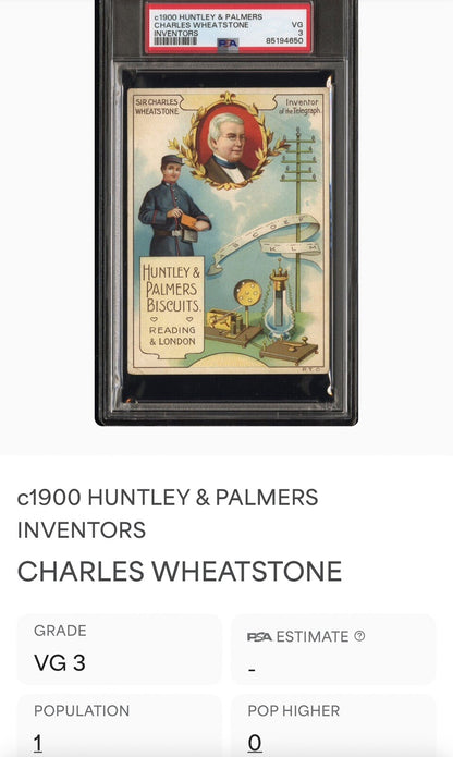 1900 HUNTLEY & PALMERS Inventors CHARLES WHEATSTONE (PSA 3 VG) Only 1 Graded2