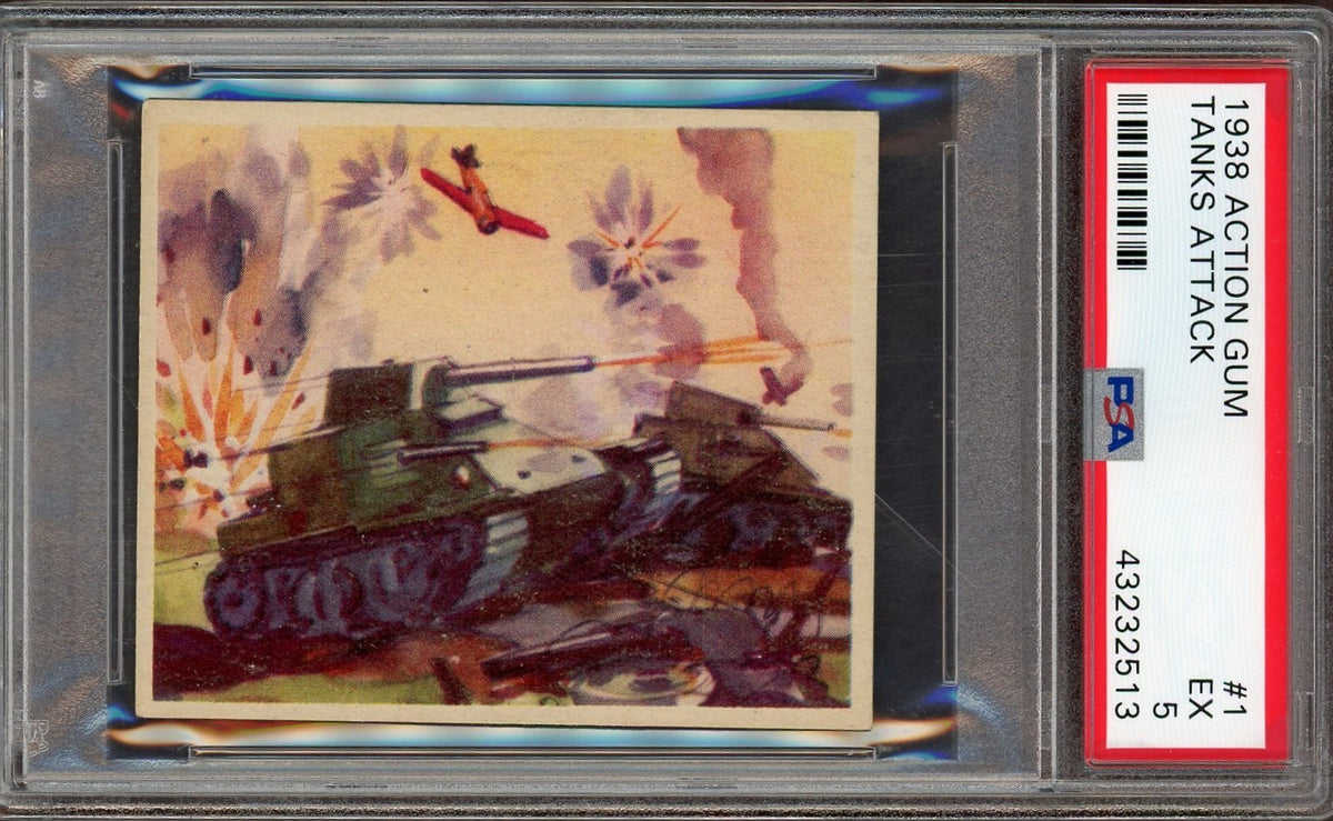 1938 Goudey Action Gum #1 Tanks Attack (PSA 5 EX) Scarce #1 Card0