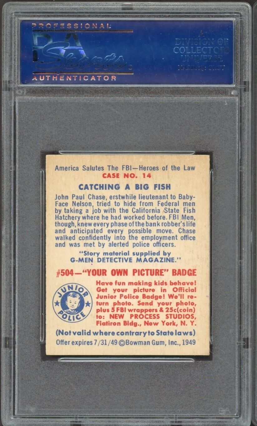 1949 BOWMAN America Salutes the FBI #14 Catching A Big Fish (PSA 7 NM)1