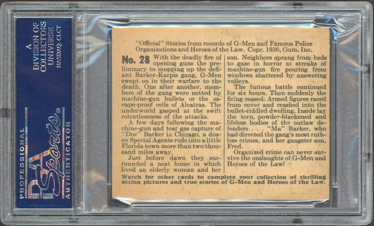 1936 G-Men & Heroes of the Law #28 G-Men Deliver Death (PSA 4 VGEX) Rare Number1