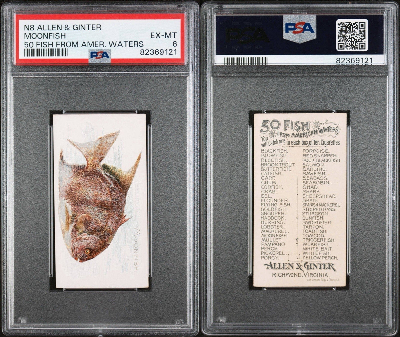 1889 N8 Allen & Ginter 50 FISH from American Waters (PSA 6 EX/MT) Moonfish2