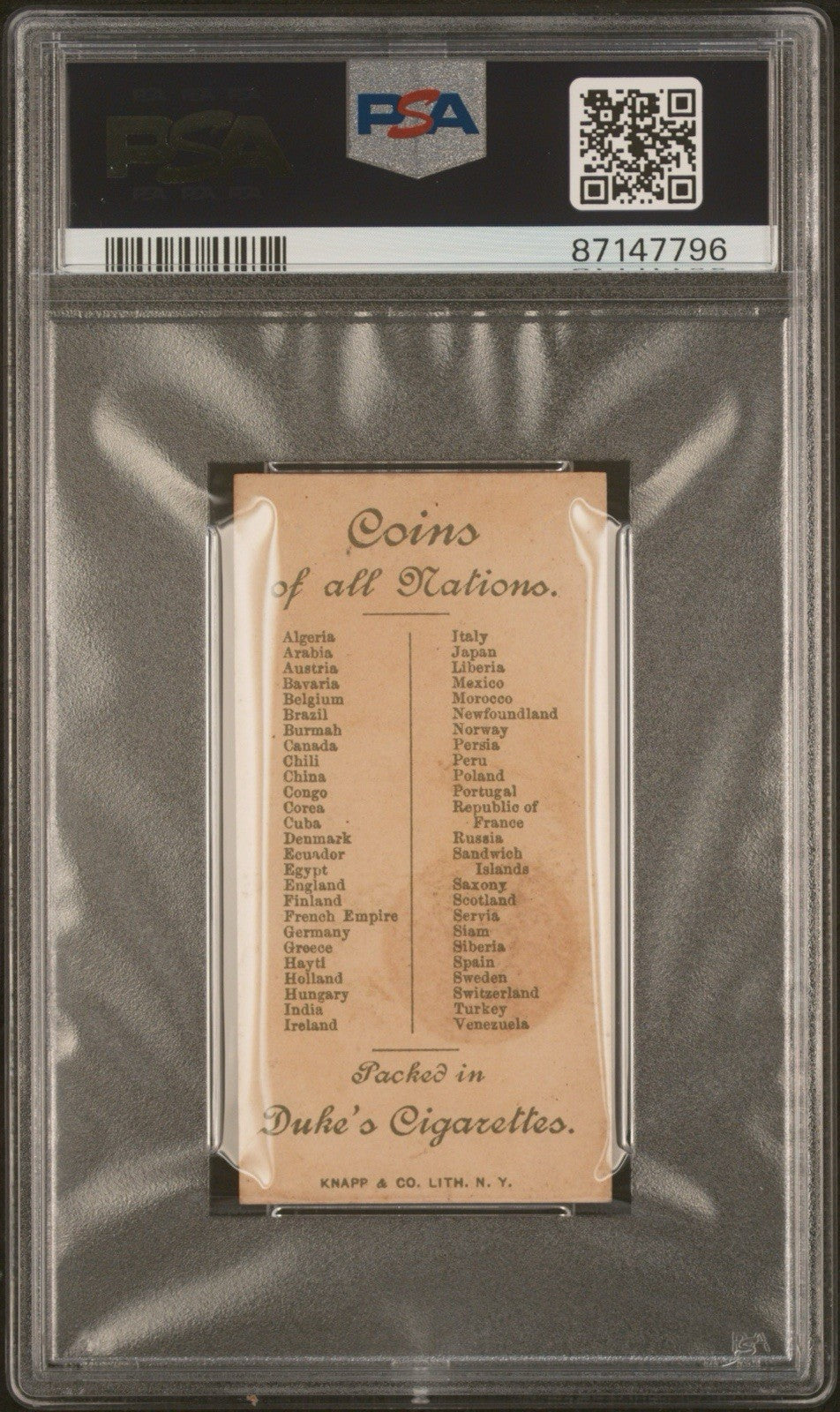 1889 N72 Duke Coins Of All Nations (PSA 8 NM/MT) Japan Pop 1/11