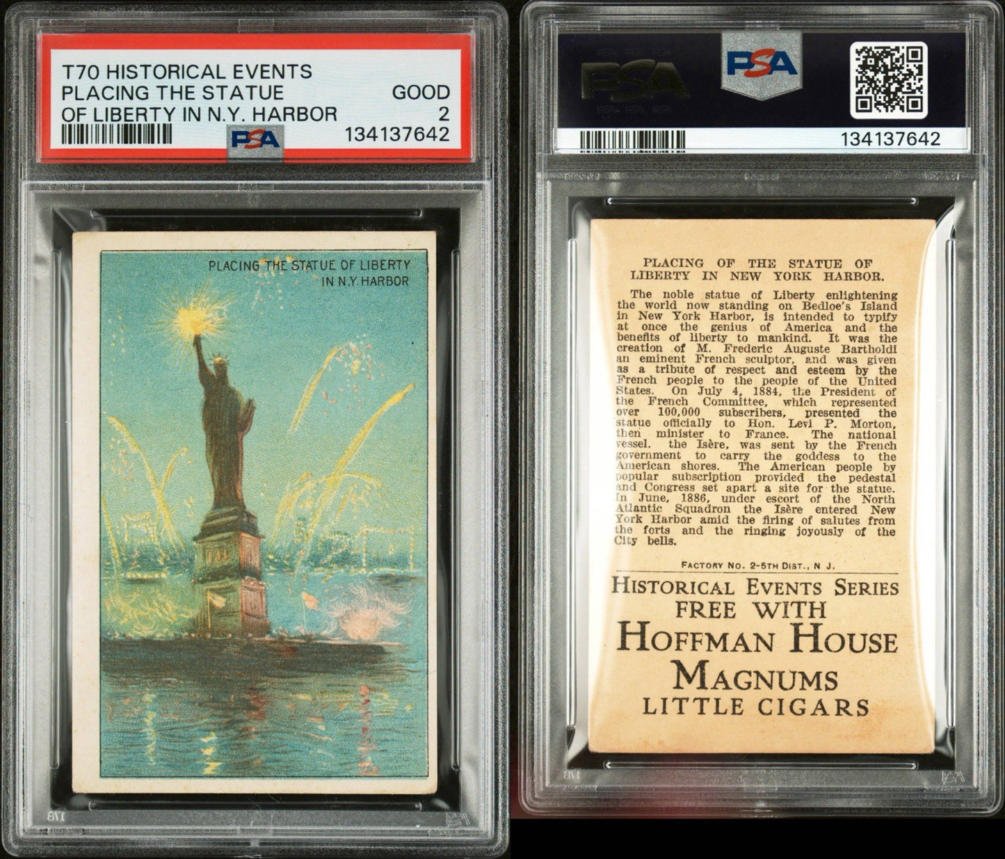 1911 Hoffman House T70 Historical Events PSA 2 GD Placing the Statue of Liberty2