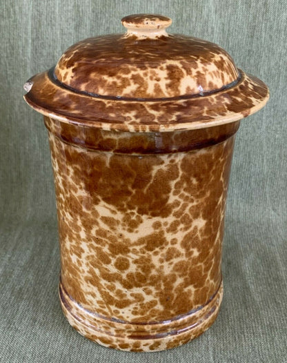 Tall Rockingham Yellow Ware Storage Jar / Humidor Stoneware Tobacco0