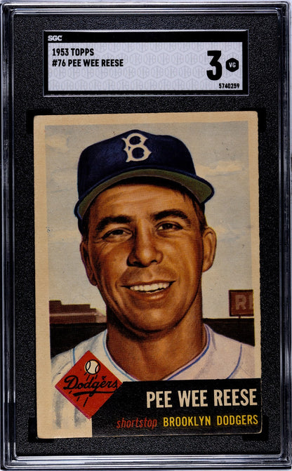 1953 TOPPS #76 Pee Wee Reese (SGC 3 VG) Brooklyn Dodgers0