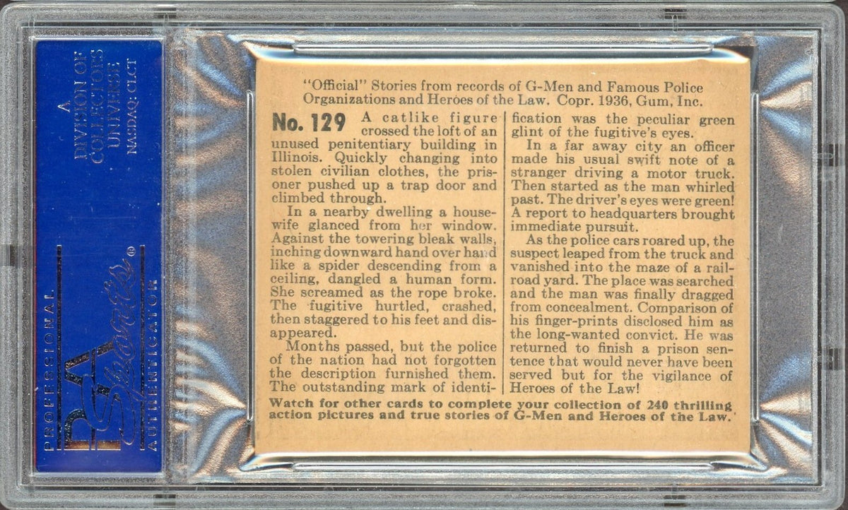 1936 Gum G-Men & Heroes of the Law #129 The Human Spider (PSA 7 NM)1