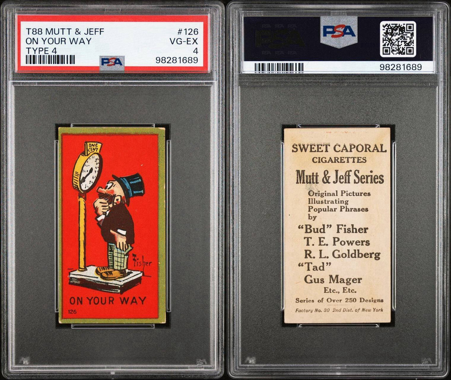 1906 T88 Sweet Caporal Mutt & Jeff Type 4 #126 "On Your Way" (PSA 4 VG/EX)3