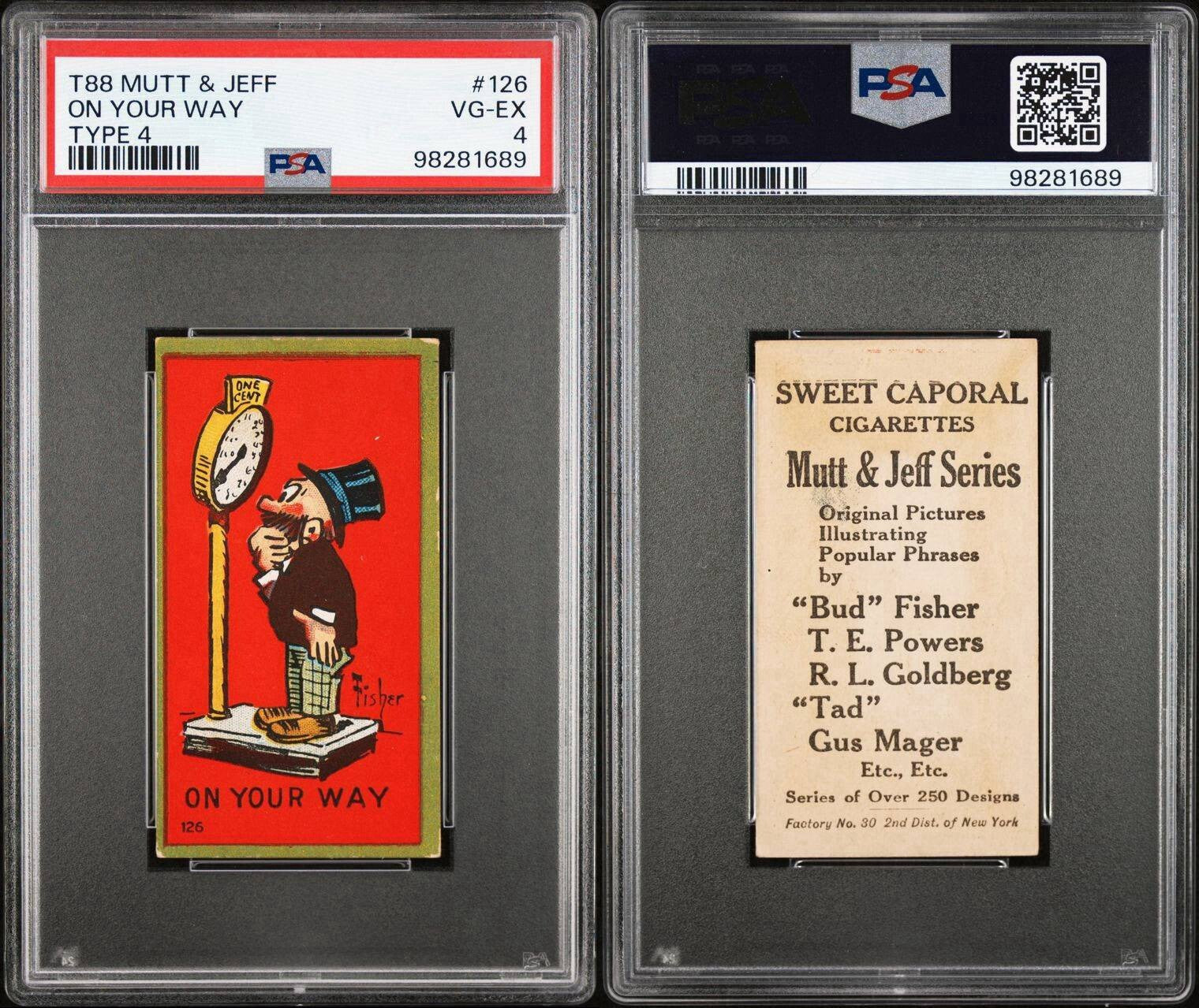 1906 T88 Sweet Caporal Mutt & Jeff Type 4 #126 "On Your Way" (PSA 4 VG/EX)3