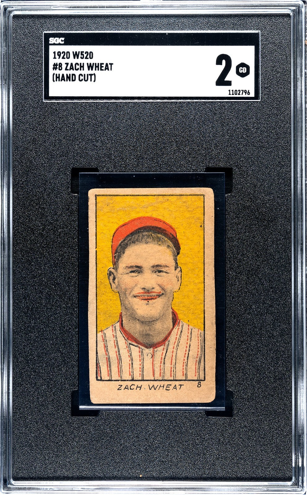 1920 W520 Hand Cut Strip Card #8 ZACK WHEAT (SGC 2 GOOD) Hall of Fame0