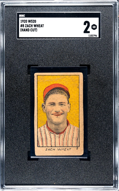 1920 W520 Hand Cut Strip Card #8 ZACK WHEAT (SGC 2 GOOD) Hall of Fame0