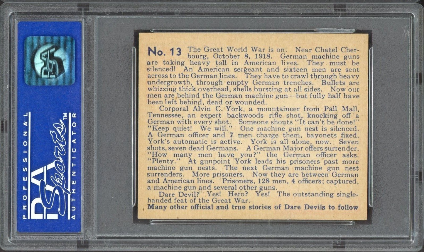 1933 R39 N. Chicle Dare Devils #13 Corporal York Captures Germans (PSA 7 NM)