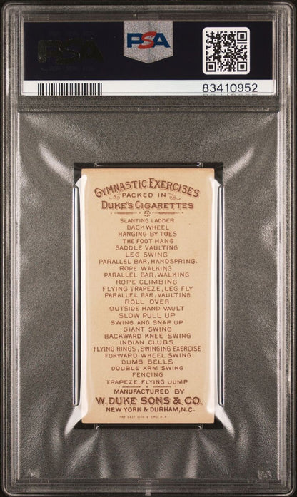 1887 W. Duke & Sons N77 GYMNASTICS EXERCISES (PSA 6 EX/MT) Foot Hang1