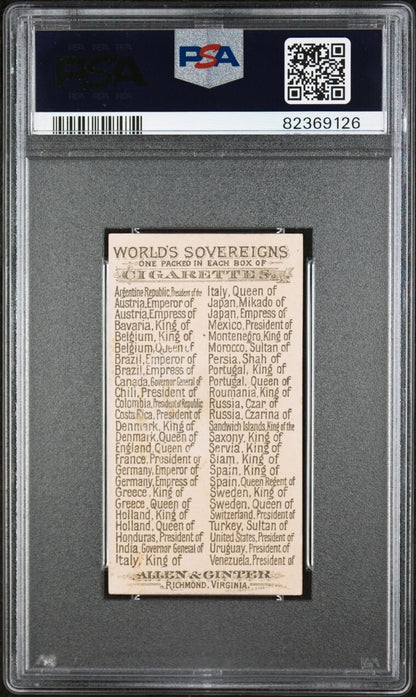 1889 N34 Allen & Ginter World's Sovereigns King of Italy (PSA 6 EX/MT)1