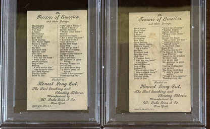 1888 LARGE N136 Honest Long Cut Terrors of America TWO Card LOT (PSA 3+ VG)1