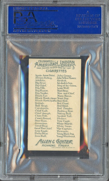 1888 N2 Allen & Ginter American Indian Chiefs KING OF THE CROWS (PSA  5 EX)1