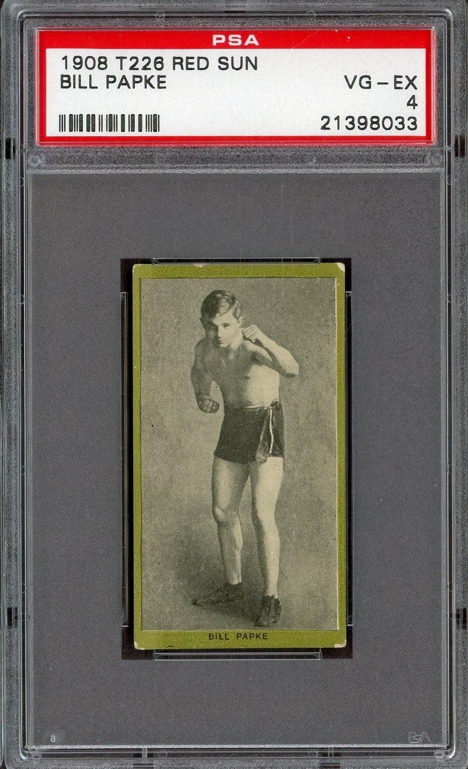 1908 T226 Red Sun Pugilistic Subjects BILL PAPKE (PSA 4 VG/EX) World Champ HOF0