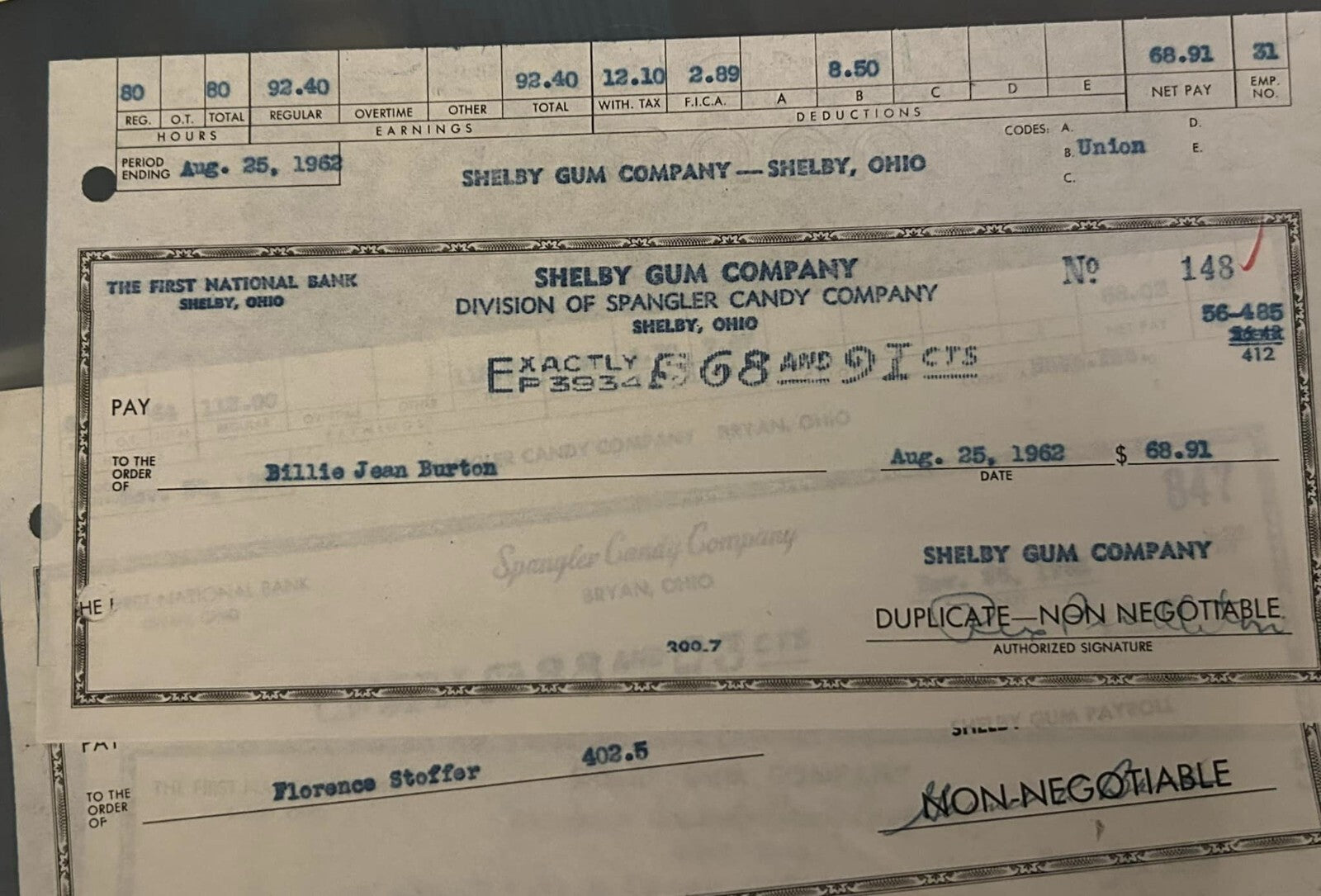 Shelby Gum Company 1924 Stock Certificate, Letterhead, Checks8