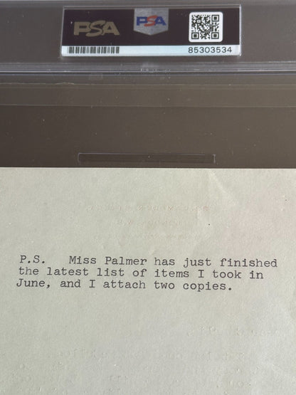 Famed Collectors CHARLES BRAY Letter EDWARD WHARTON TIGAR PSA Auth T209 T2122