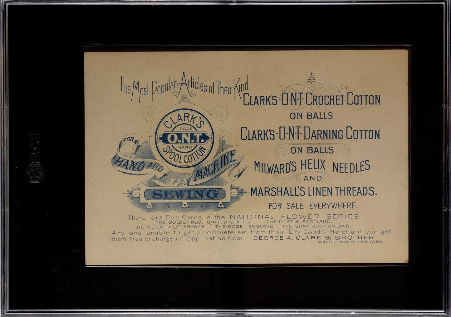 Clark's Thread Trade Card H701 National Flower Series 1893 SGC 6 EXMT US CAPITOL1