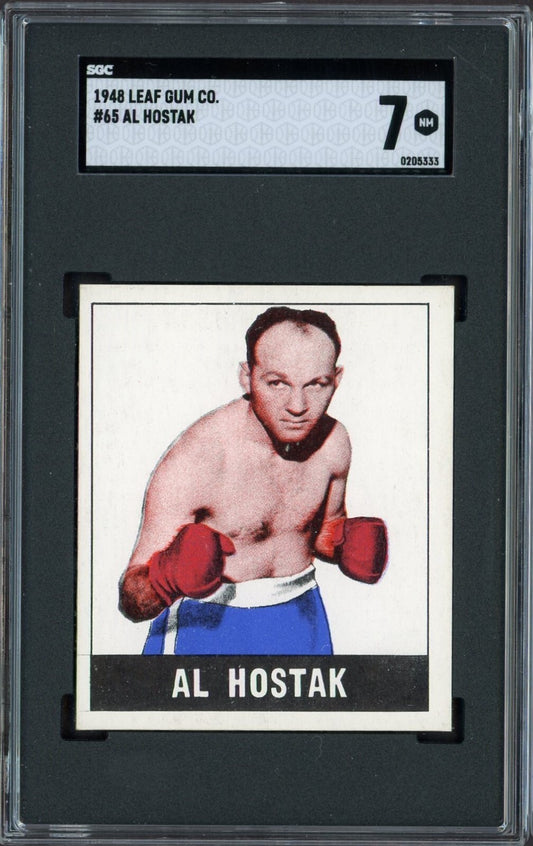 1948 Leaf KnockOut Bubble Gum Boxing Card #65 Al Hostak (SGC 7 NM)0