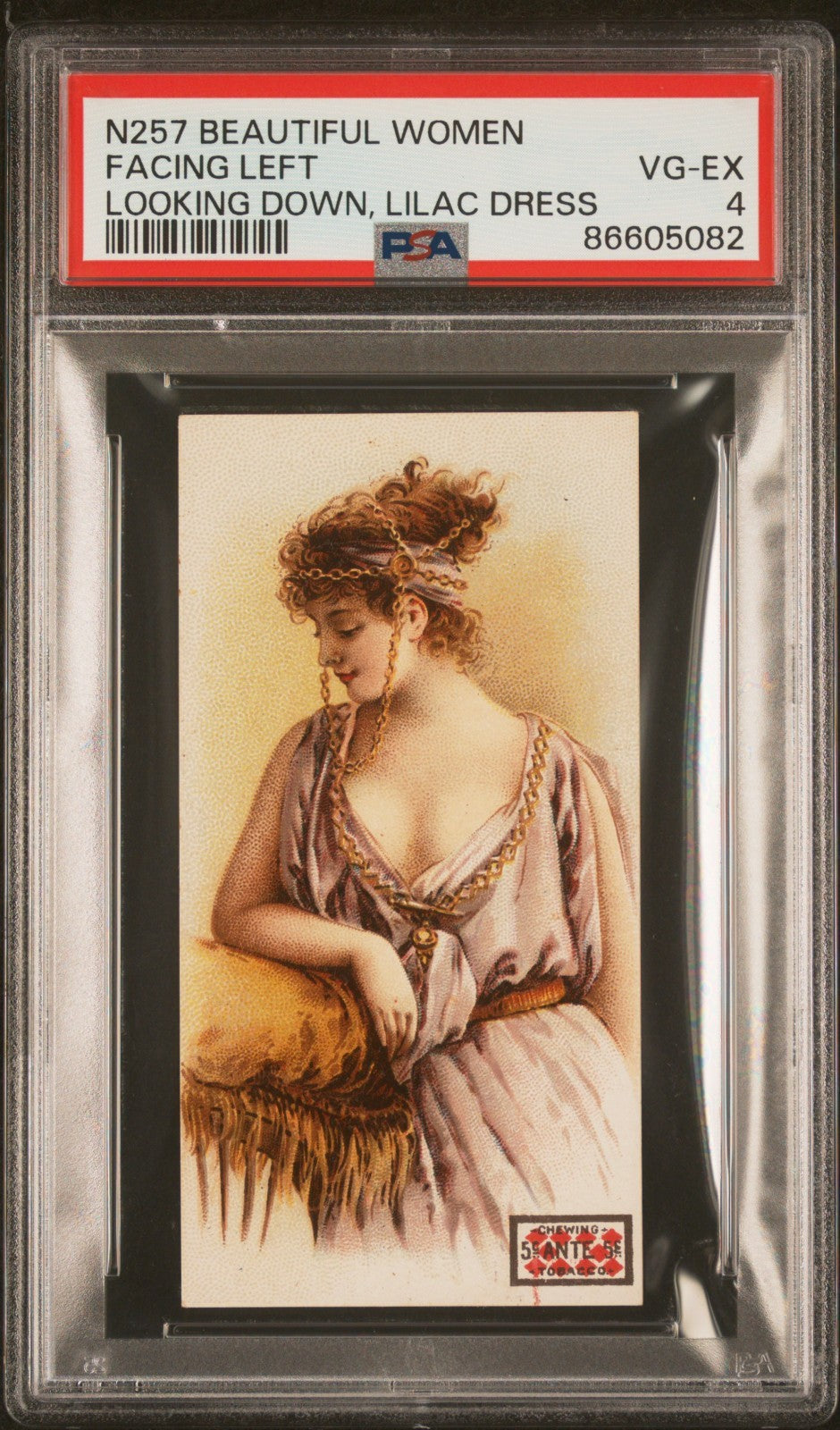 1890 Lorillard's 5-Cent Ante N257 BEAUTIFUL WOMEN (PSA 4 VG/EX) Lilac Dress0