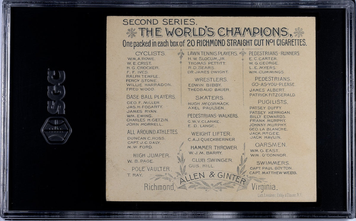 Set of (8) 1888 N43 Allen & Ginter World Champions CYCLISTS (SGC GRADED) 4.6252
