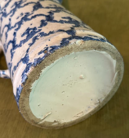 Antique Blue & White Stoneware Strong Example: CHAINLINK Spongeware Pitcher2