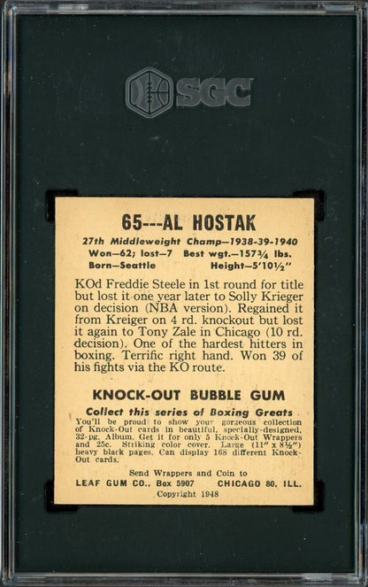 1948 Leaf Knock Out Bubble Gum Boxing Card #65 Al Hostak (SGC 7 NM)1