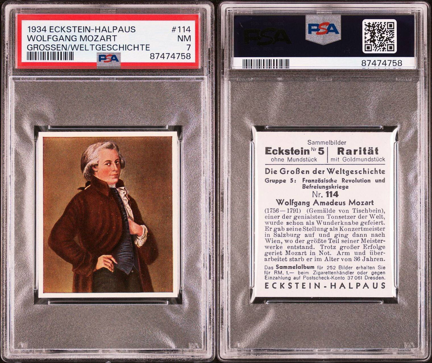 1934 Eckstein Halpaus #114 (PSA 7 NM) Composer: Wolfgang Mozart2