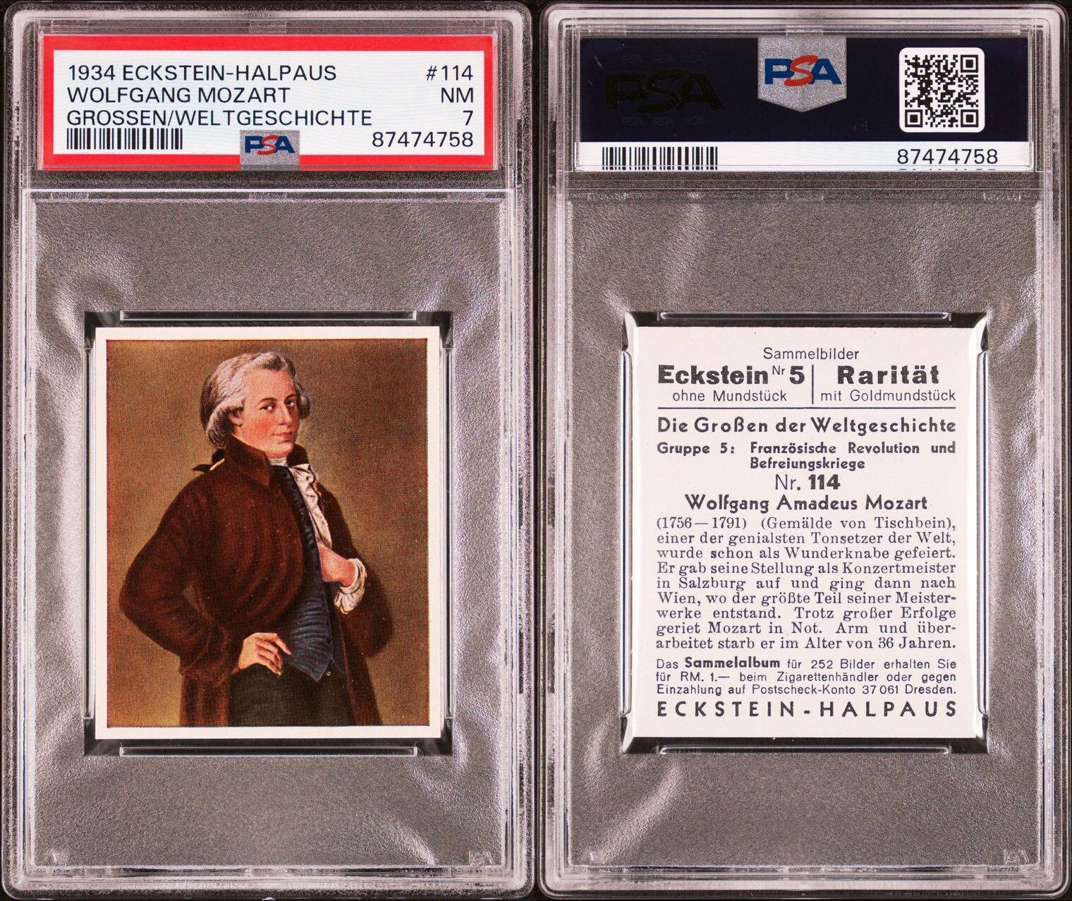 1934 Eckstein Halpaus #114 (PSA 7 NM) Composer: Wolfgang Mozart2
