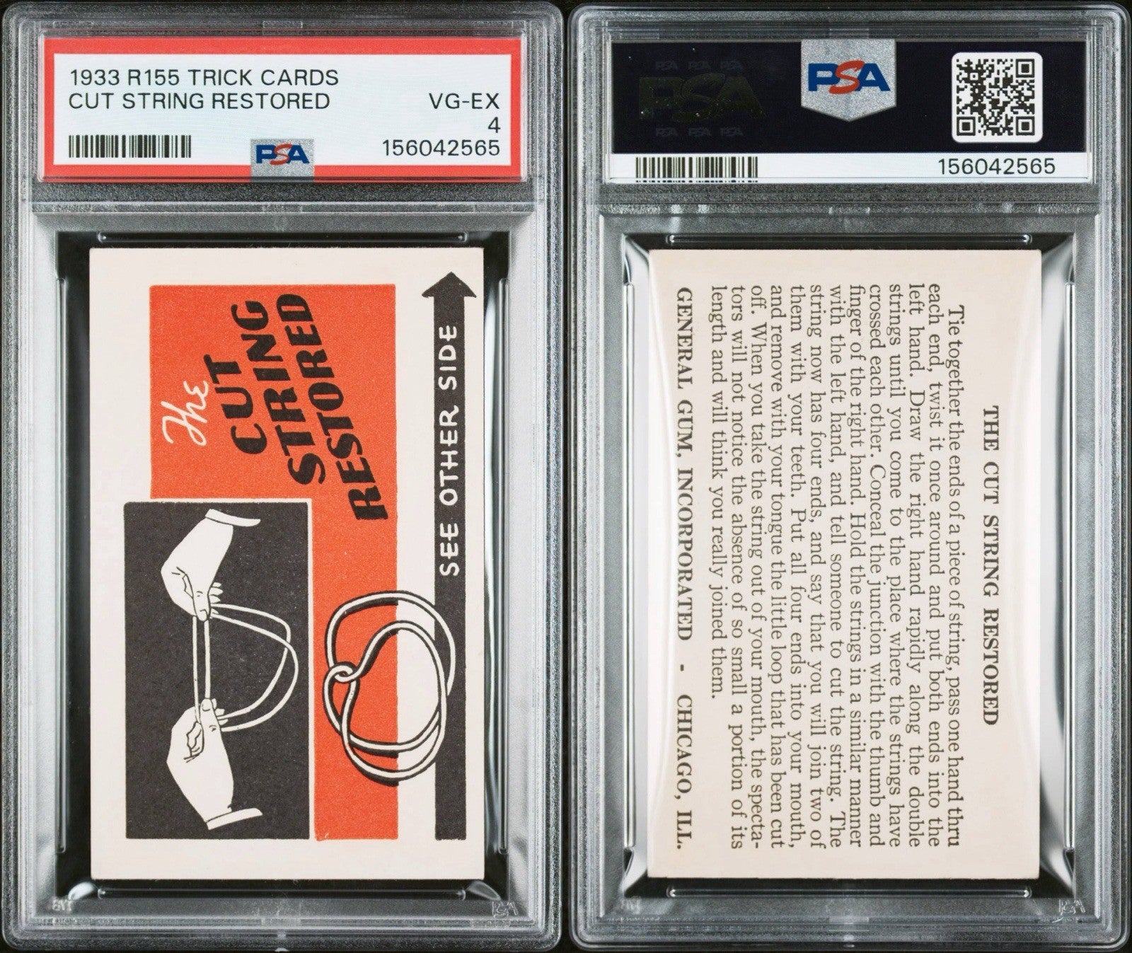 1930s R155 General Gum TRICK CARDS Cut String Restored (PSA 4 VG/EX) Only Graded2