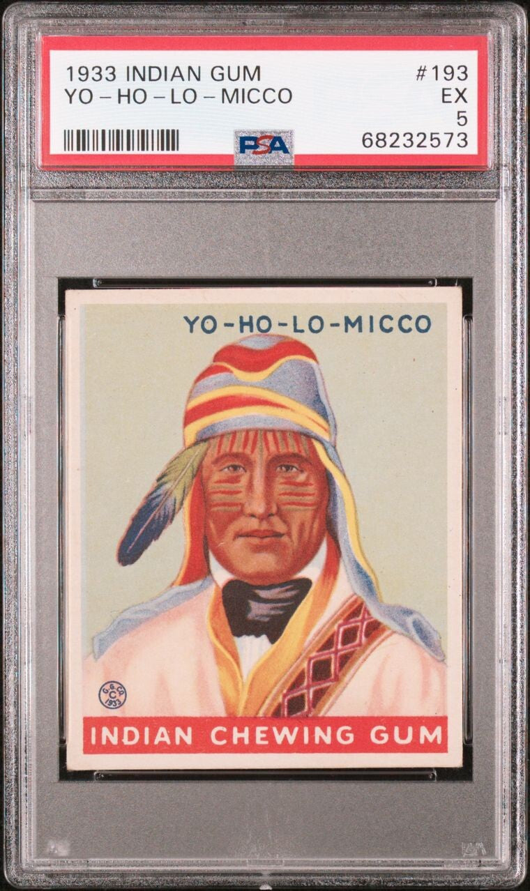 1933 Goudey INDIAN GUM #193 (Series of 48) Yo Ho Lo_Micco (PSA 5 EX)0