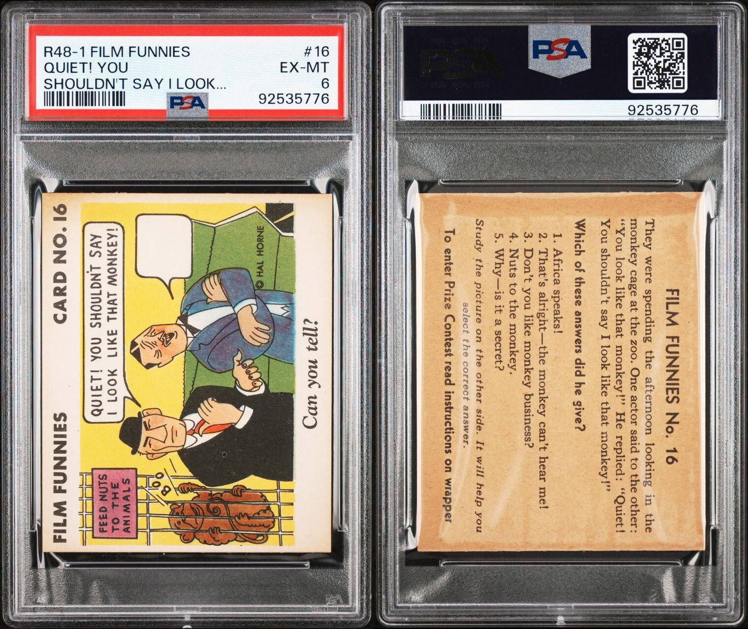 R48 1 Gum Inc. 1935 "Film Funnies" #16 (PSA 6 EX/MT) Edmund Lowe2