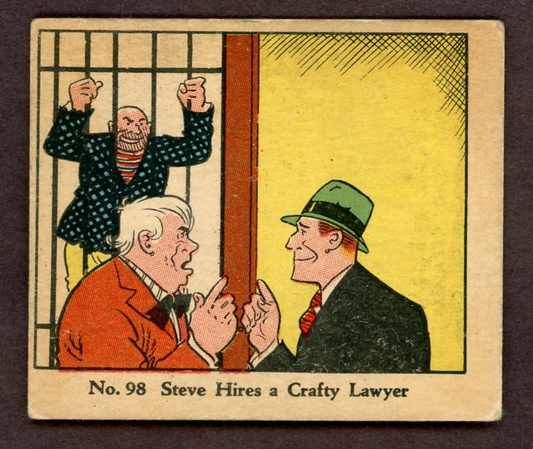 1937 Dick Tracy Caramels Card #98 Steve Hires Crafty Lawyer (Tough High Number)0