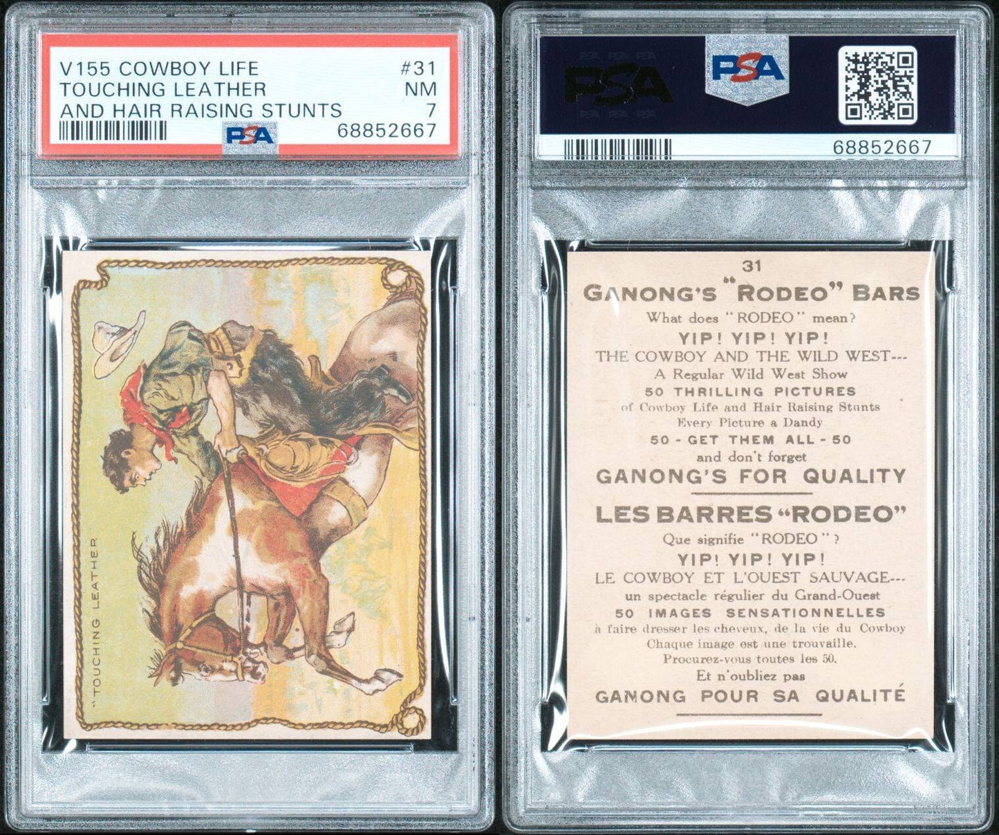 1930 V155 Cowboy Life Ganong Rodeo Chocolate Bar #31 (PSA 7 NM)3