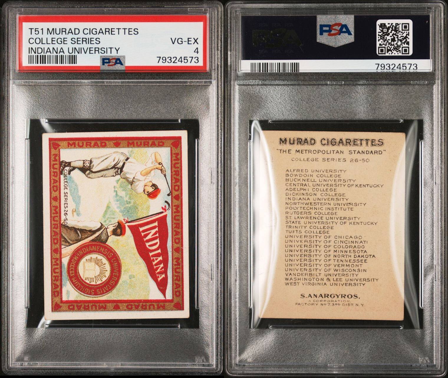 1910 11 T51 Murad College Series INDIANA UNIVERSITY (PSA 4 VG/EX) 2nd Ed. GOLF2