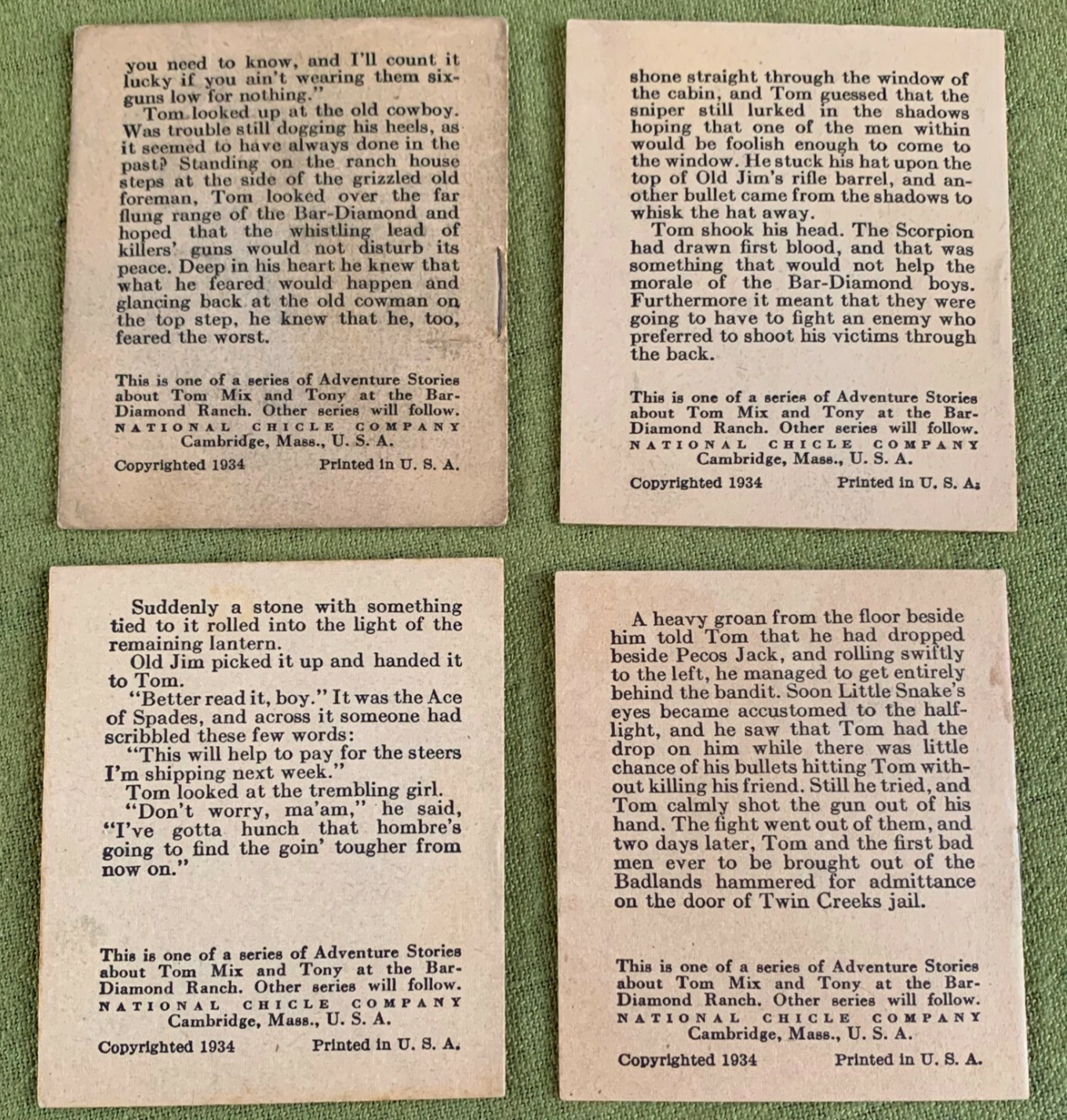 Collection (12) TOM MIX 1934 Gum Booklets ADVENTURE STORIES National Chicle EX+1