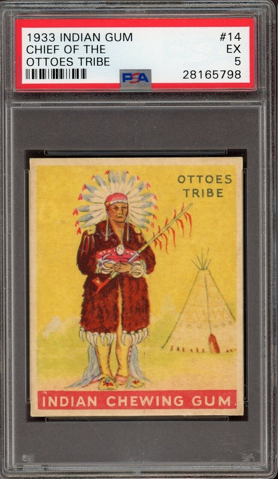 1933 Goudey INDIAN GUM (Series of 48) #14 Chief of the Ottoes Tribe (PSA 5 EX)