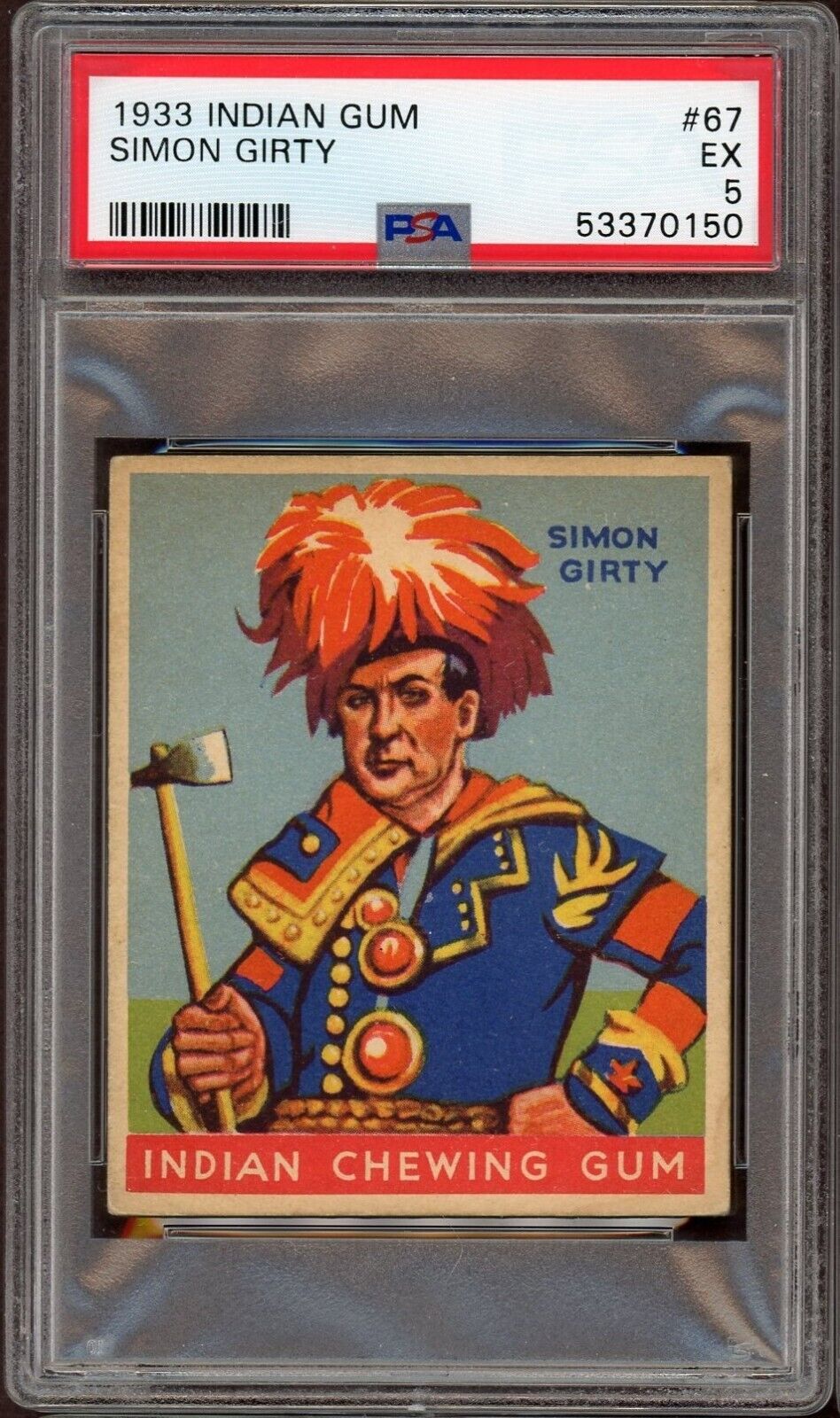 1933 Goudey Indian Gum (Series of 96) #67 Simon Girty (PSA 5 EX) Centered