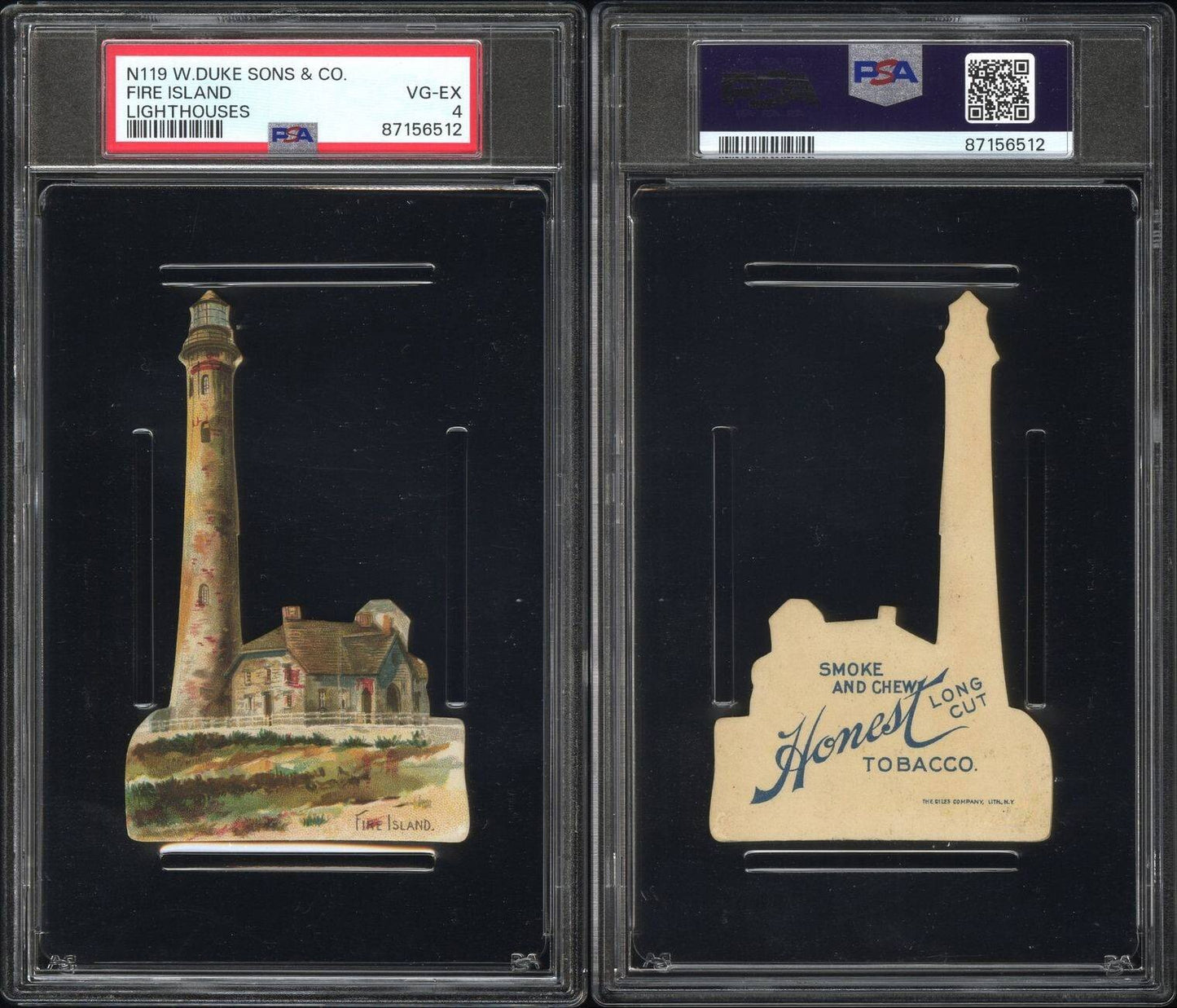 N119 Duke Honest Long Cut Tobacco 1890 Lighthouses (PSA VG/EX) Fire Island2