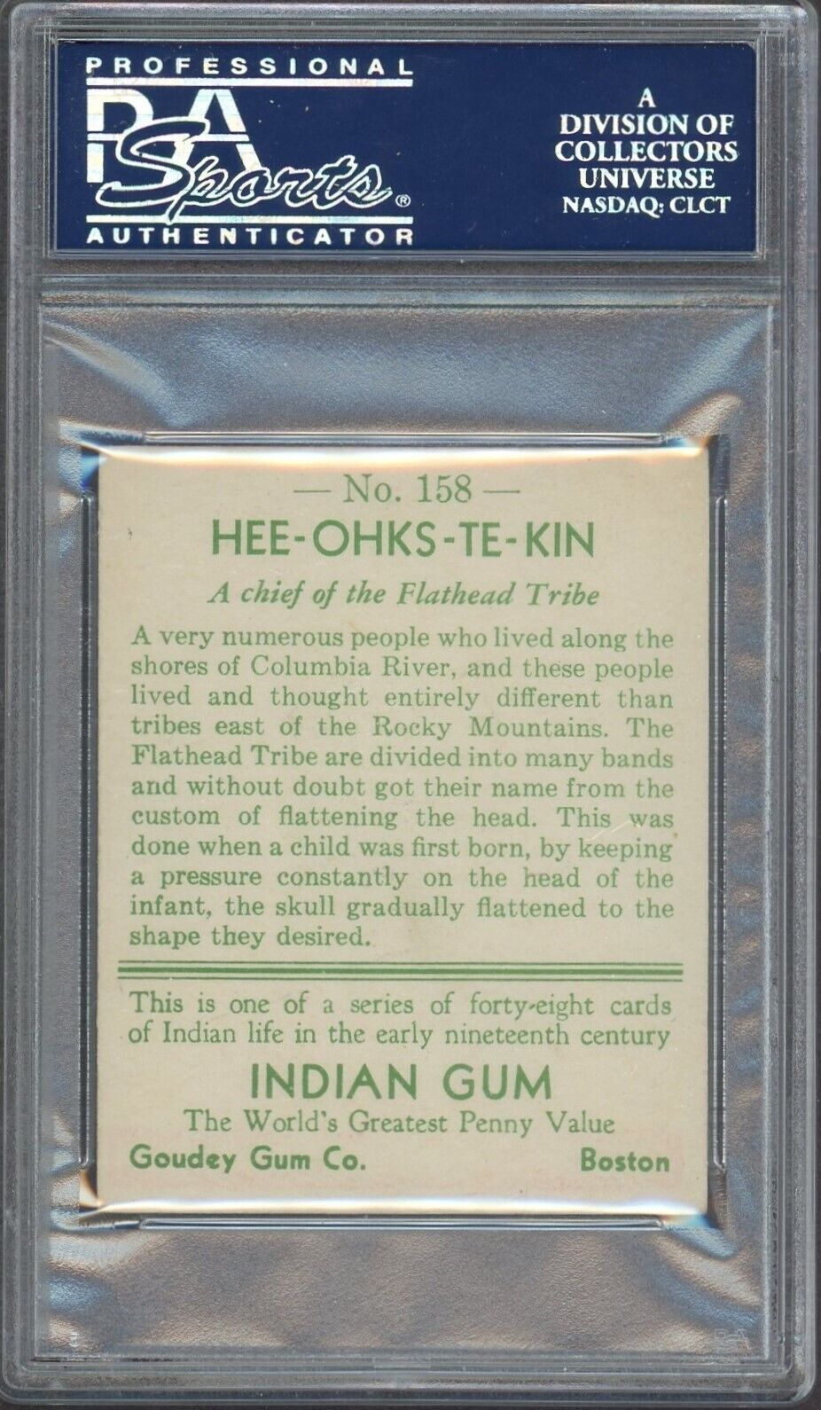 1933 Goudey INDIAN GUM (Series of 48) #158 Hee-Ohks-Te-Kin (PSA 5.5 EX+)