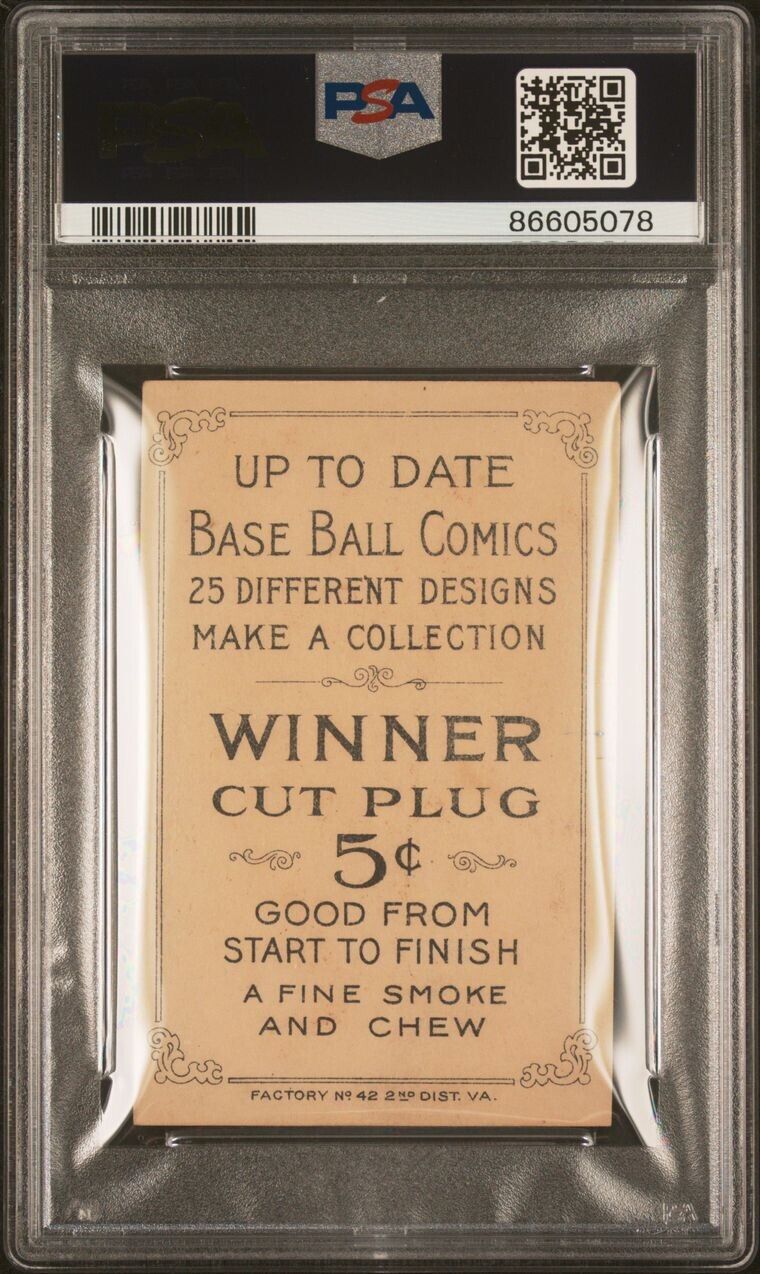 1900 T203 Mayos Cut Plug Baseball Comics " OUT " (PSA 4 VG/EX) Scarce