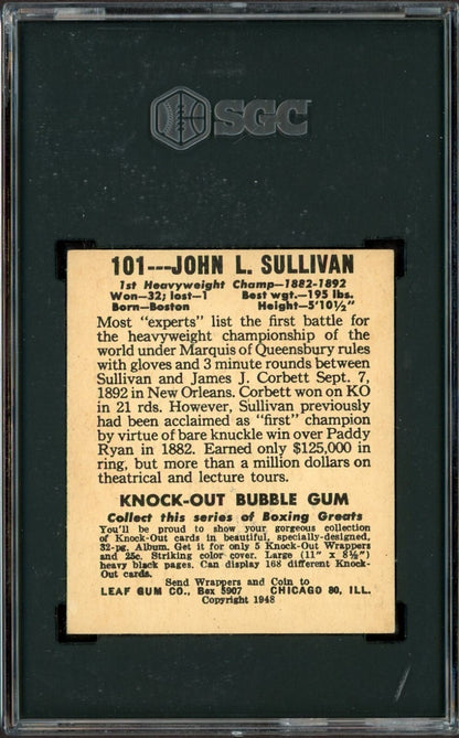 1948 Leaf Knock-Out Bubble Gum Boxing #101 John L. Sullivan (SGC 5 EX)1